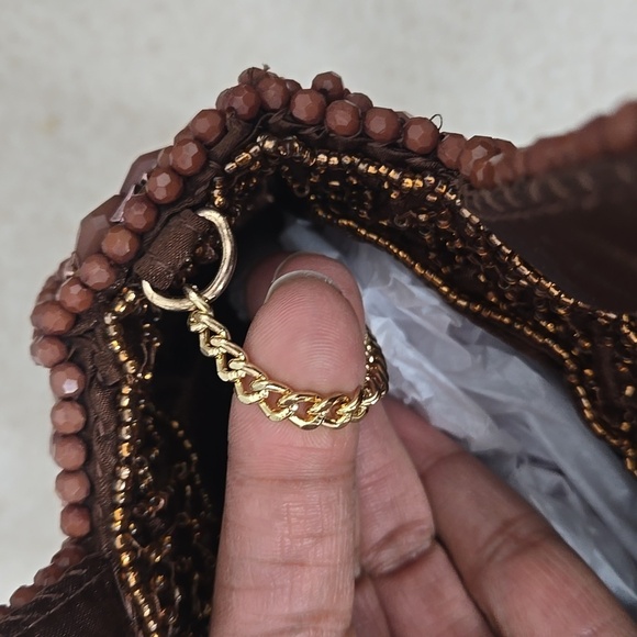 NWT Bronw beated indian mini bag - Picture 5 of 9